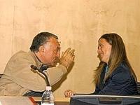 Nella foto il ministro Giorgia Meloni al Palazzo dell'Informazione con il presidente del Gruppo  Adnkronos, Giuseppe Marra (Adnkronos)